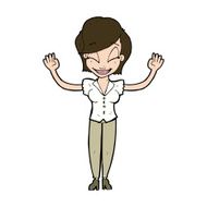 cartoon pretty woman with hands in air N10