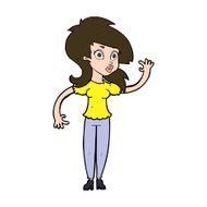 cartoon pretty woman waving N95