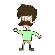 cartoon man with mustache waving N30