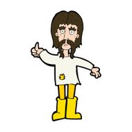 cartoon hippie man giving thumbs up symbol N11