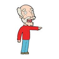 cartoon scared old man pointing N11