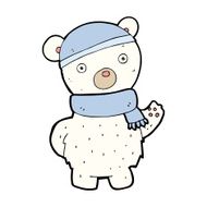 cartoon polar bear in winter hat and scarf N5