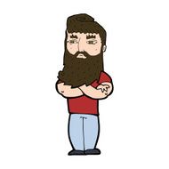 cartoon serious man with beard N22