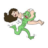cartoon swamp monster carrying girl in bikini N11