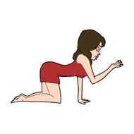cartoon woman on all fours N21