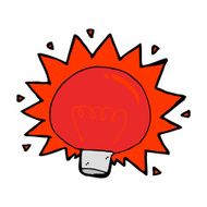 cartoon flashing red light bulb N9