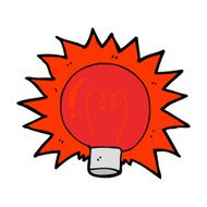 cartoon flashing red light bulb N10