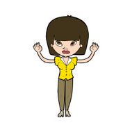 cartoon woman with raised hands N10