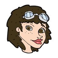 cartoon happy woman wearing aviator goggles N11