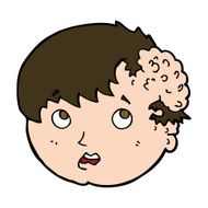 cartoon boy with ugly growth on head N9