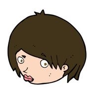 cartoon female face with raised eyebrow N10