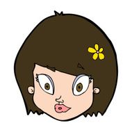 cartoon happy female face N191