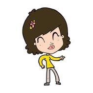 cartoon happy woman pointing N71