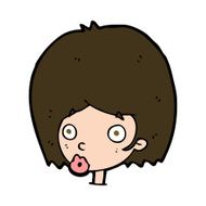 cartoon surprised female face N68