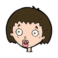 cartoon surprised female face N69