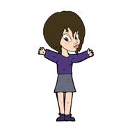cartoon woman with open arms N106