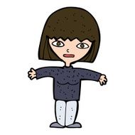 cartoon woman with open arms N107