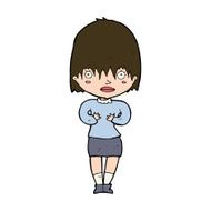cartoon woman making Who Me? gesture N48