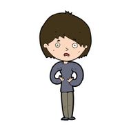cartoon woman making Who Me? gesture N49