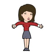 cartoon woman shrugging shoulders N505