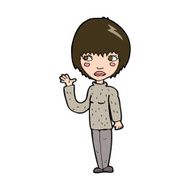 Cartoon Woman Waving N359