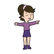 cartoon happy woman pointing N72