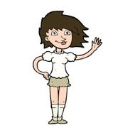 Cartoon Woman Waving N360