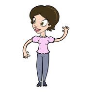 Cartoon Woman Waving N361