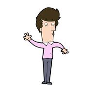 cartoon nervous man waving N22
