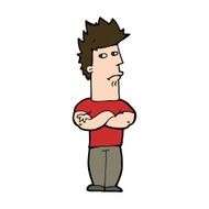 cartoon man sulking N11