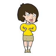 cartoon woman making Who Me? gesture N50