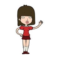 Cartoon Woman Waving N364