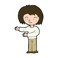 cartoon woman gestureing welcome N9