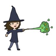 cartoon witch girl casting spell N22