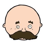 cartoon bald man with mustache N21