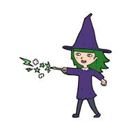 cartoon witch girl casting spell N23