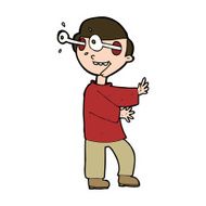 cartoon boy with popping out eyes N11