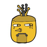 cartoon gold robot head N9