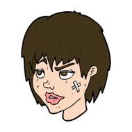 cartoon woman with plaster on face N21