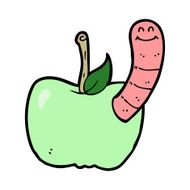 Cartoon Apple With Worm N63