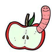 Cartoon Apple With Worm N65