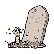 Cartoon Zombie Rising From Grave N34