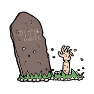 Cartoon Zombie Rising From Grave N35