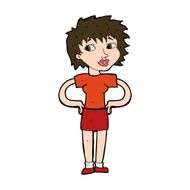 cartoon woman with hands on hips N233