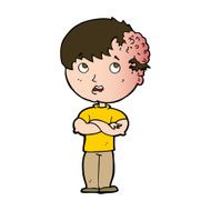 cartoon boy with growth on head N41