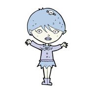 cartoon waving vampire girl N21