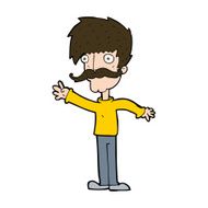 cartoon waving mustache man N11