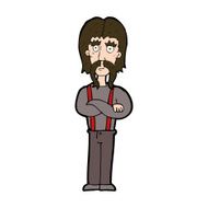 cartoon long mustache man with folded arms N11