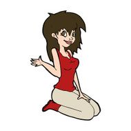 cartoon pretty girl waving N32