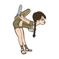 cartoon viking girl bowing N6